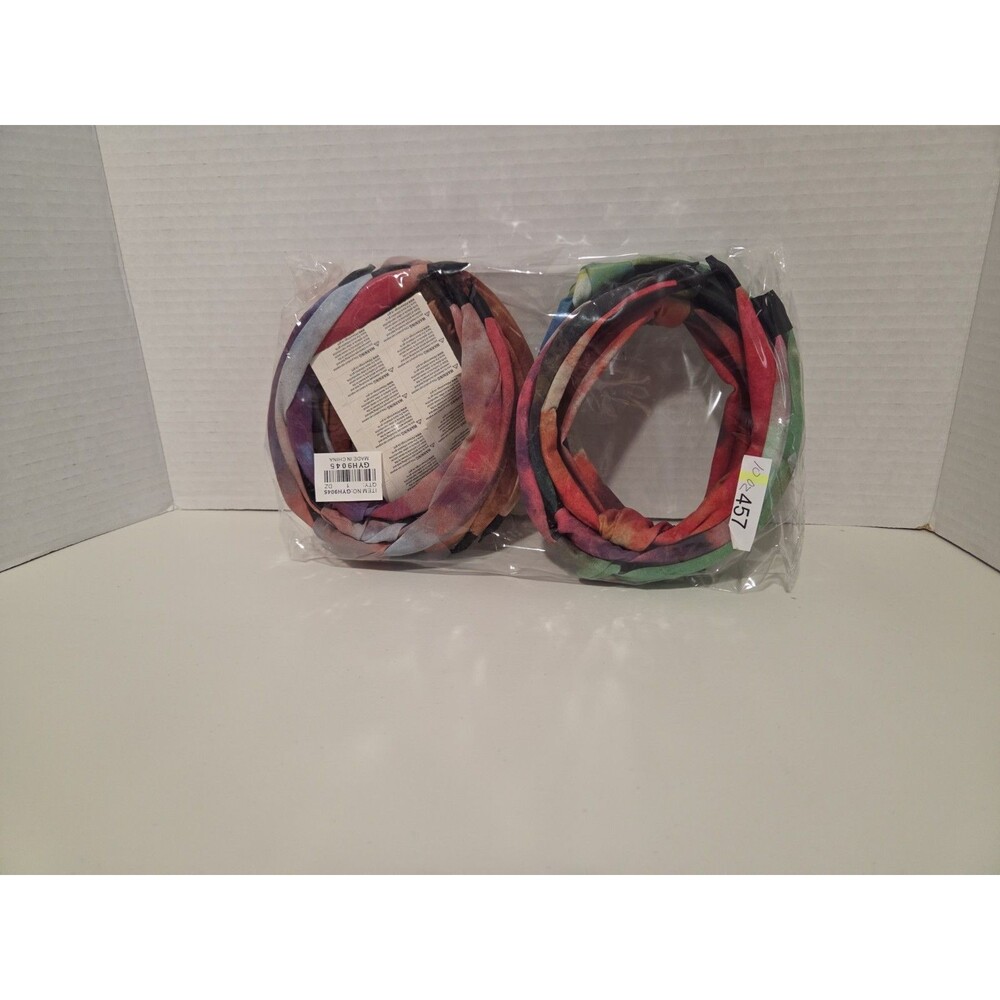 lot of 12 Multicolor Fabric Knot Tie Dye Headbands Set for Women
